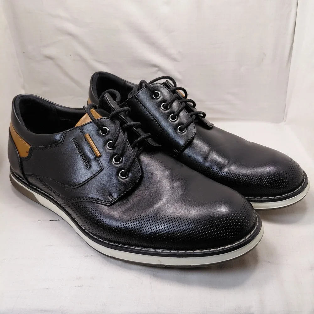 Bruno Marc SBOX2336M Mens Black Perforated Oxford Dress Shoes Size 10 US 43.5 EU